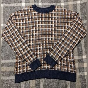 Belle by Belldini Super Soft Cozy Crewneck Checkered Sweater sz M